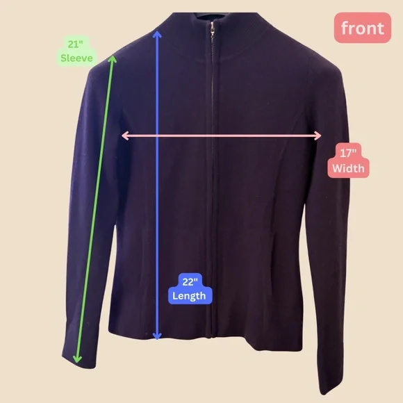 ⭐️ AV Cashmere Purple Zip-Up Turtleneck Sweater - Size S - Picture 2 of 6